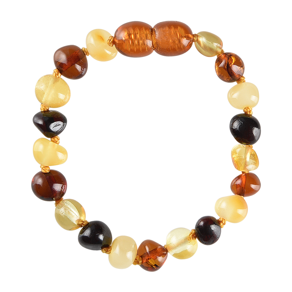 Baltic Amber Baby Bracelet - Polished Multicolor