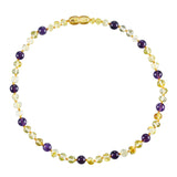 Baltic Amber Baby Necklace - Polished Lemon + Amethyst