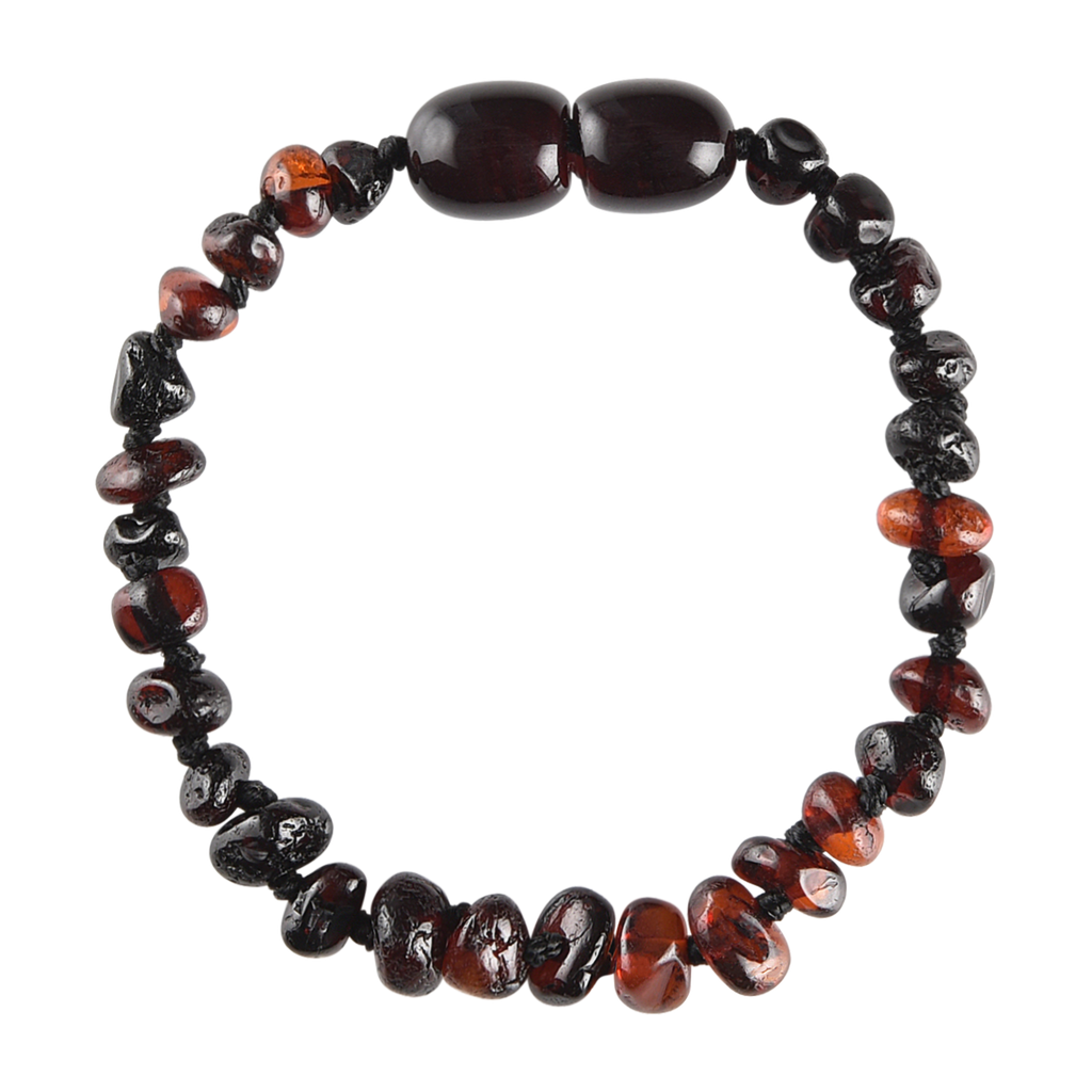 Baltic Amber Baby Bracelet - Polished Dark Cherry Chips