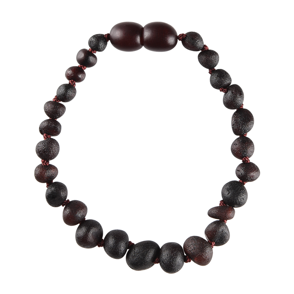 Baltic Amber Baby Bracelet - Raw Dark Cherry