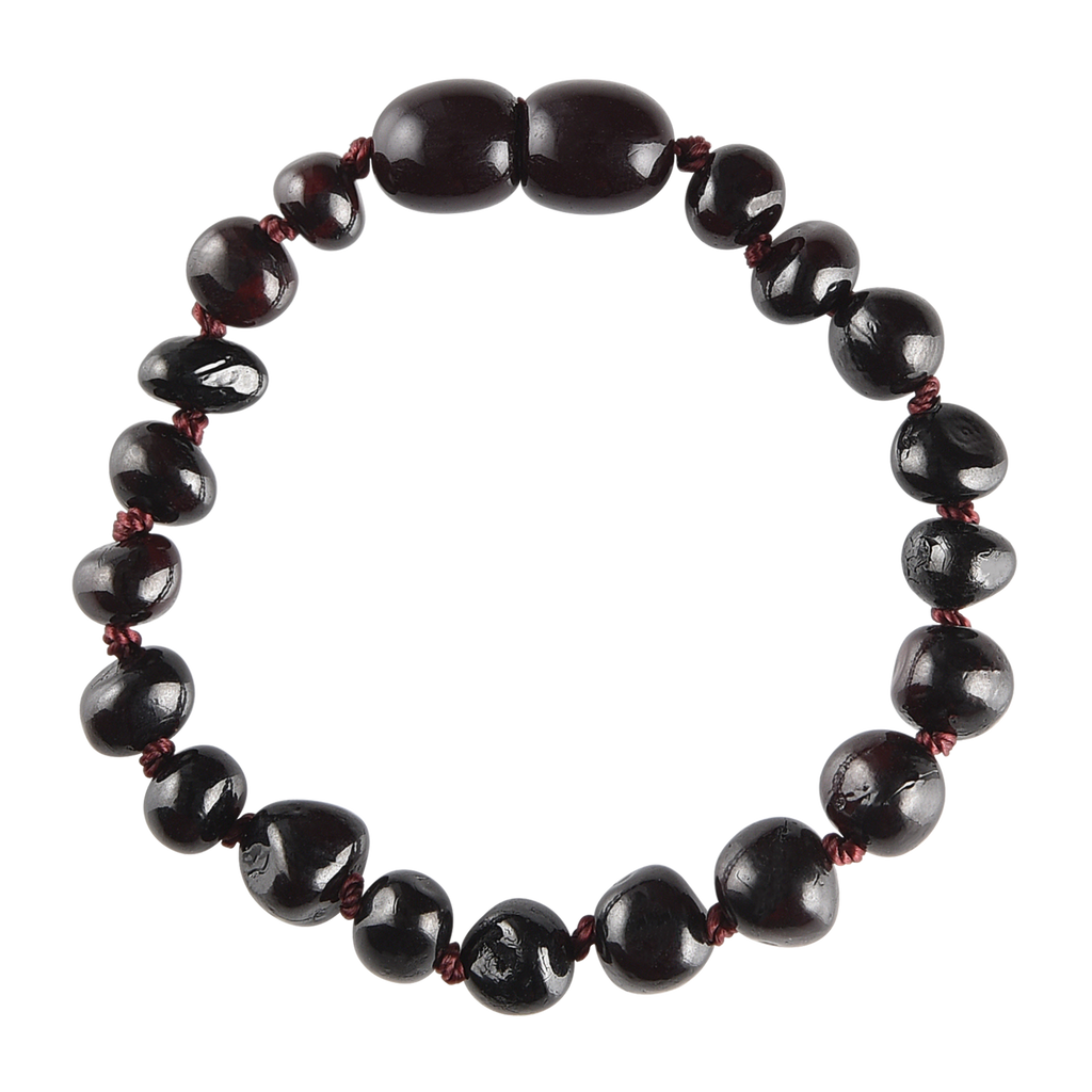Baltic Amber Baby Bracelet - Polished Dark Cherry