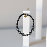 White letters on black beads WITH matte black between