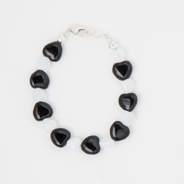 Black and White Hearts Bracelet