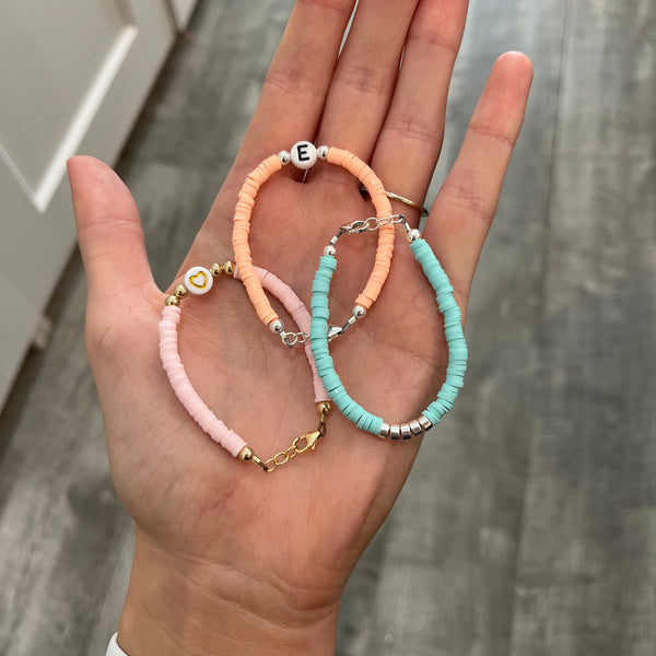 Personalized Pastel Blue Clay Bracelet