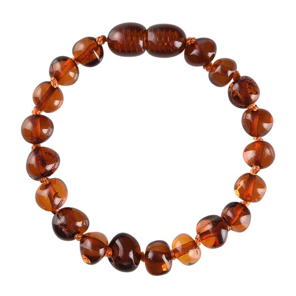 Baltic Amber Baby Bracelet - Polished Cognac