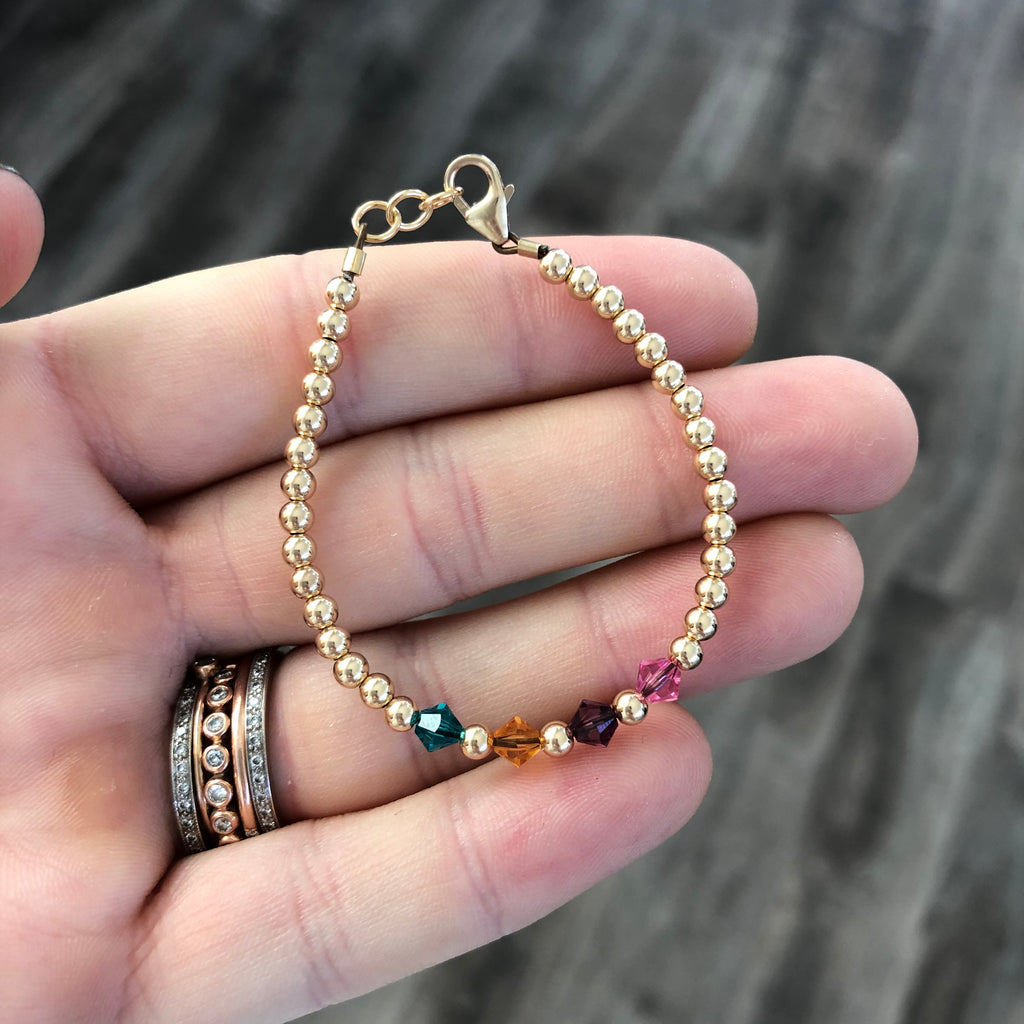 Birthstone Collection - Custom 14K Gold Middle Accent Bracelet