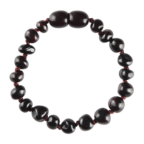 Baltic Amber Baby Bracelet - Polished Dark Cherry