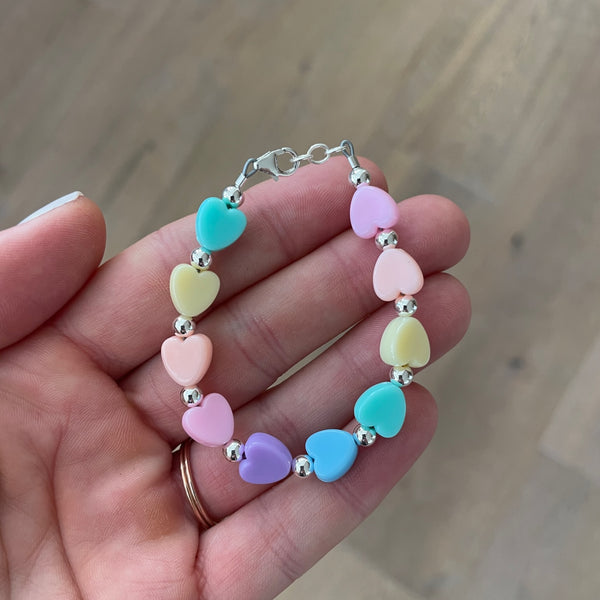 Pastel Rainbow Hearts Bracelet