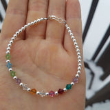 Birthstone Collection - Custom Sterling Silver Middle Accent Bracelet