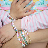 Pearl pastel letters on white beads WITH metallics between