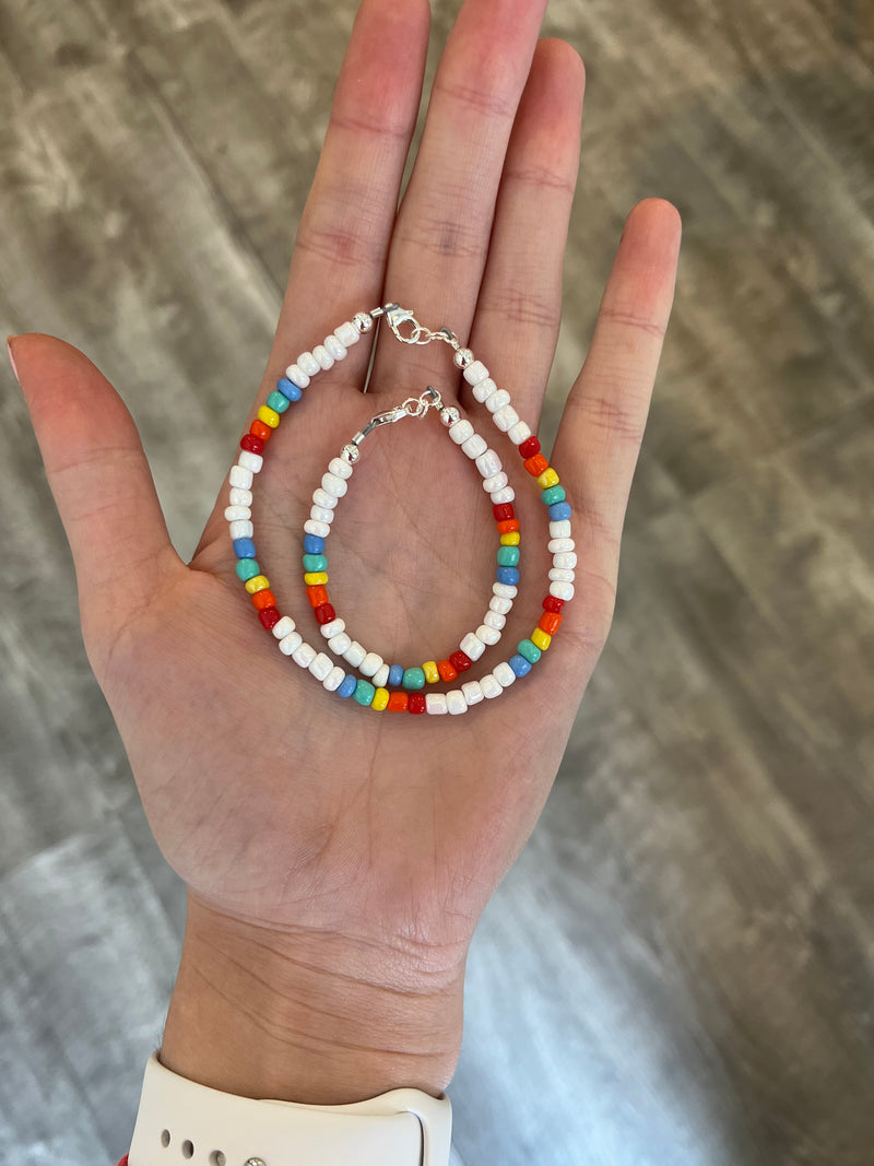 Rainbow Seed Bead 4mm Bracelet – Poppy Lane
