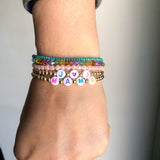 Pearl pastel letters on white beads WITH metallics between