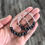 White letters on black beads WITHOUT metallics between