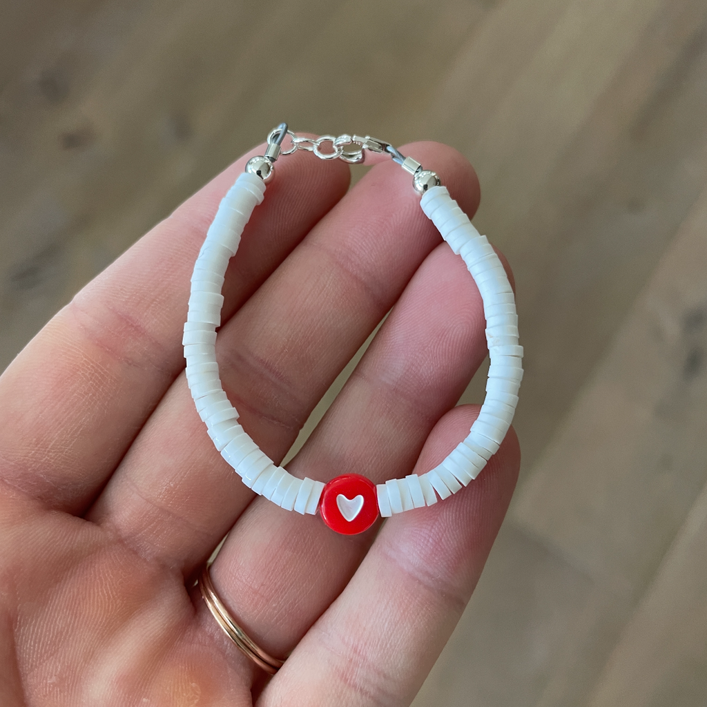 Valentine's Heart Clay Bracelet