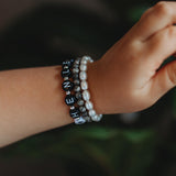 White letters on black beads WITH metallics between