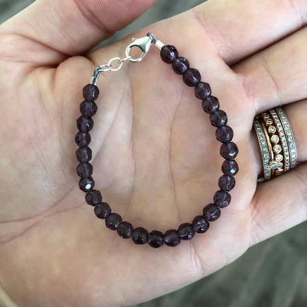 Amethyst Purple Agate 4mm Bracelet