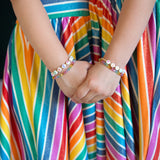 Pearl pastel letters on white beads WITH metallics between